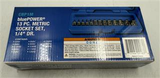 CORNWELL TOOLS BLUE-POWER CBP1M 13PC METRIC SOCKET SET ¼” DRIVE